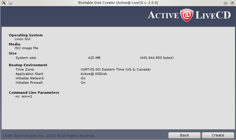 Active@ LiveCD Creator Options