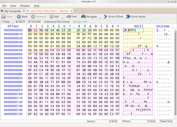 Active@ Disk Editor workspace