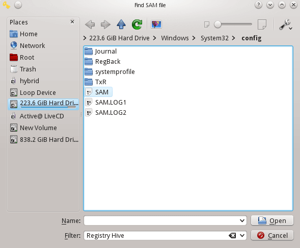 SAM hive should be located here
